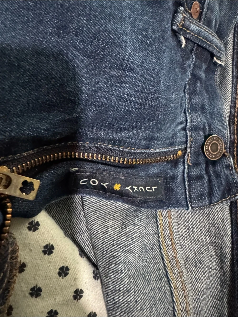 Lucky Brand Men’s Blue Denim Jeans with Brown Leather Patch